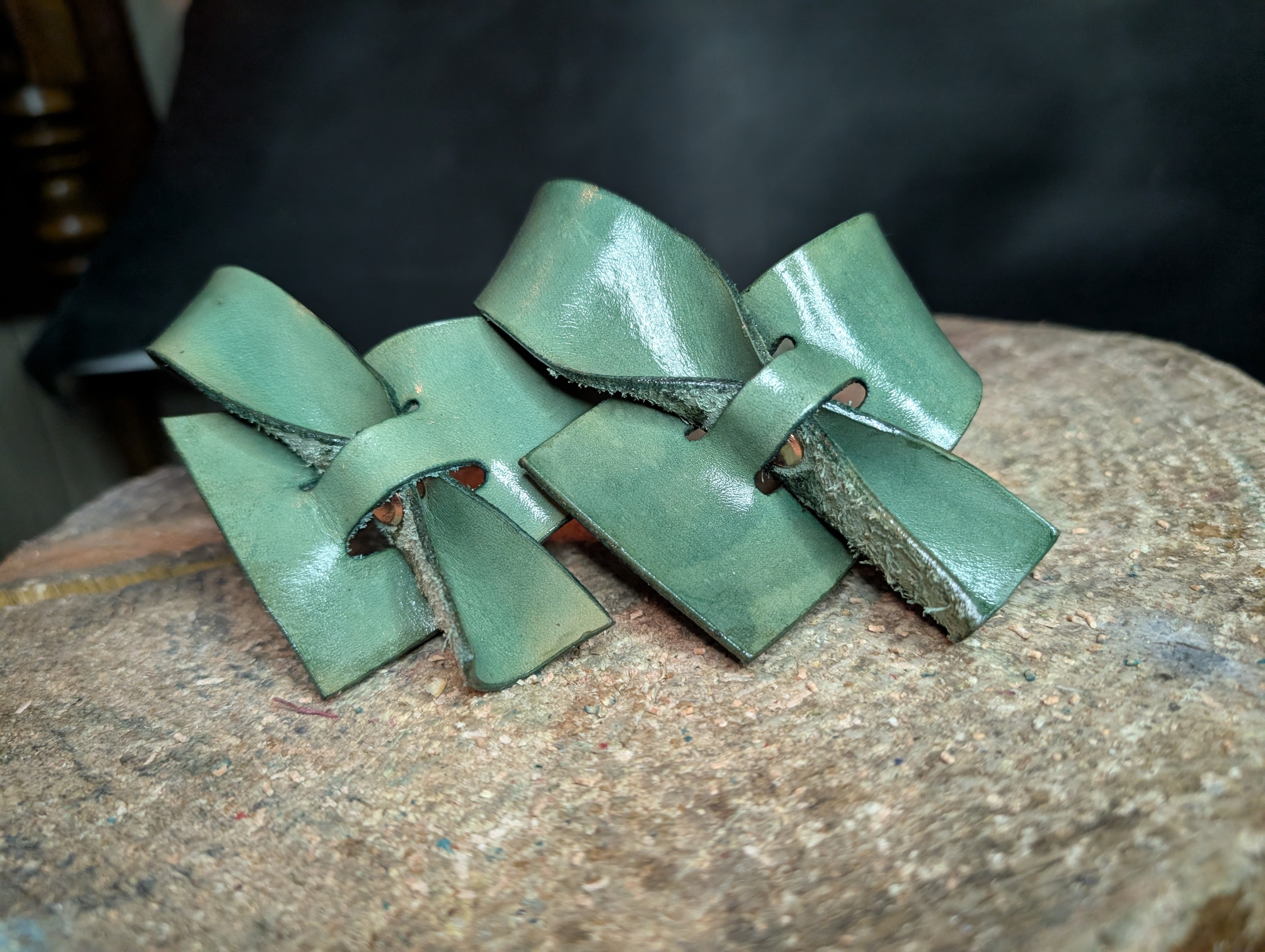 Curtain ties, slotted, teal